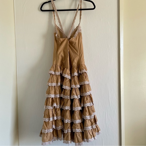 VTG 90’s 2000 Y2K Betsey Johnson Tan Eyelet Tiered Western Dress Runway … - Picture 10 of 14